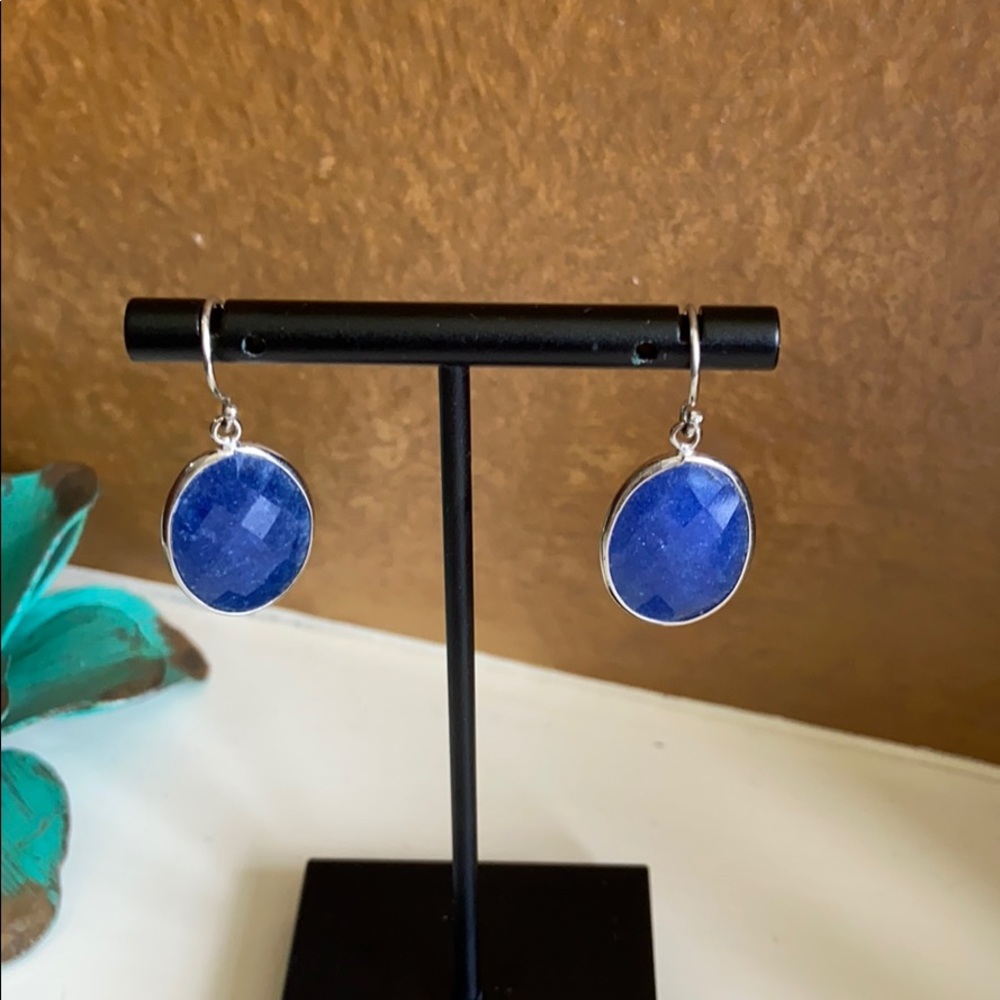 Natural sapphire stone earrings